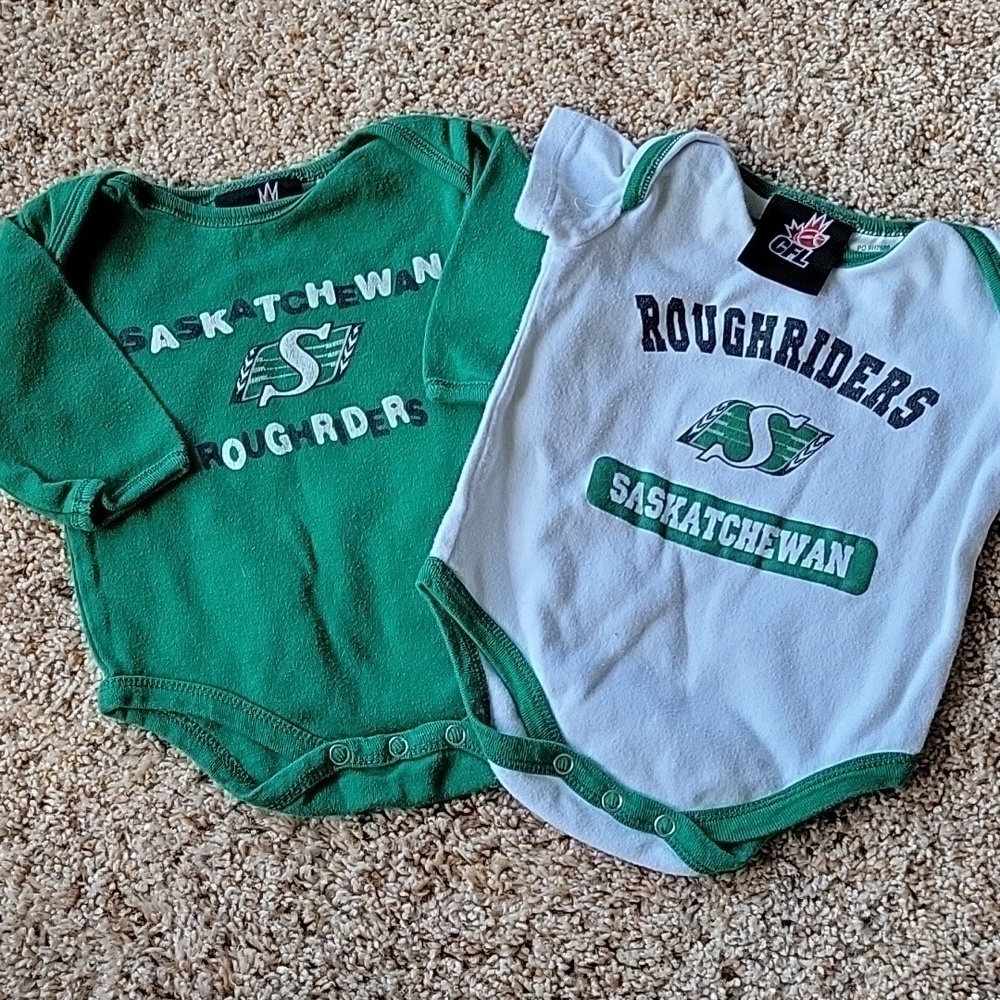 CFL Saskatchewan Roughrider lot - 2 onesies